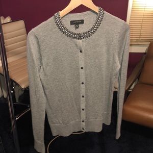 Ann Taylor Jeweled-Neck Cardigan